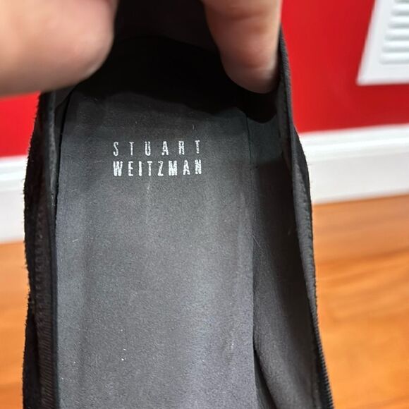 Stuart Weitzman Black Suede bow Low Heel Pumps Size 9.5 - Picture 3 of 9